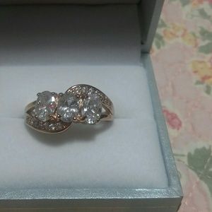 18k plated sterling silver Cz diamond ring